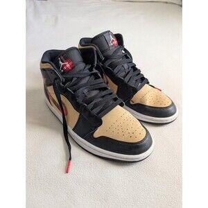Nike Air Jordan 1 Mid SE Tartan Swoosh Black Red Sesame DZ5329 001 Men Size 8.5